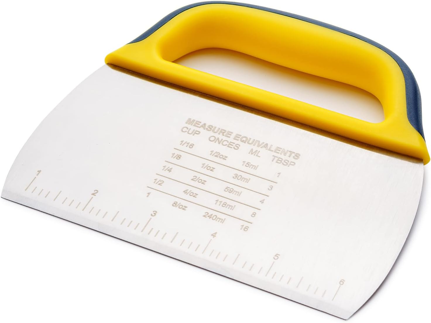 Nax Caki Multi-Purpose Stainless Steel Bench Scraper & Chopper With Grip ,Great as Pastry Scraper, French Fry ,Pizza and Dough Kitchen Cutter,Yellow
