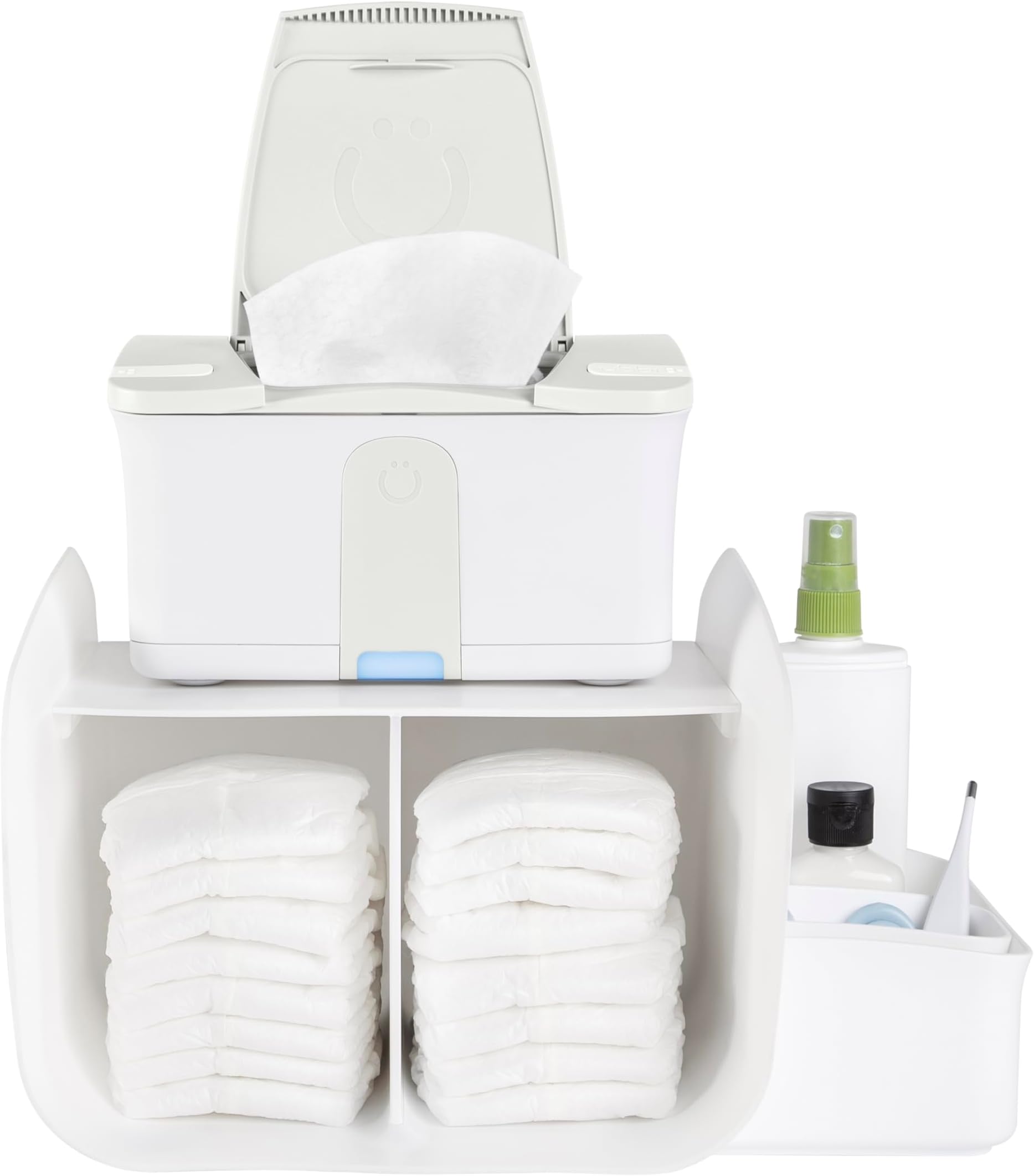 Nappy Tabletop Organizer, Stores Baby Nappies, Wipes & Baby Accessories, Newborn Nursery Essentials, White