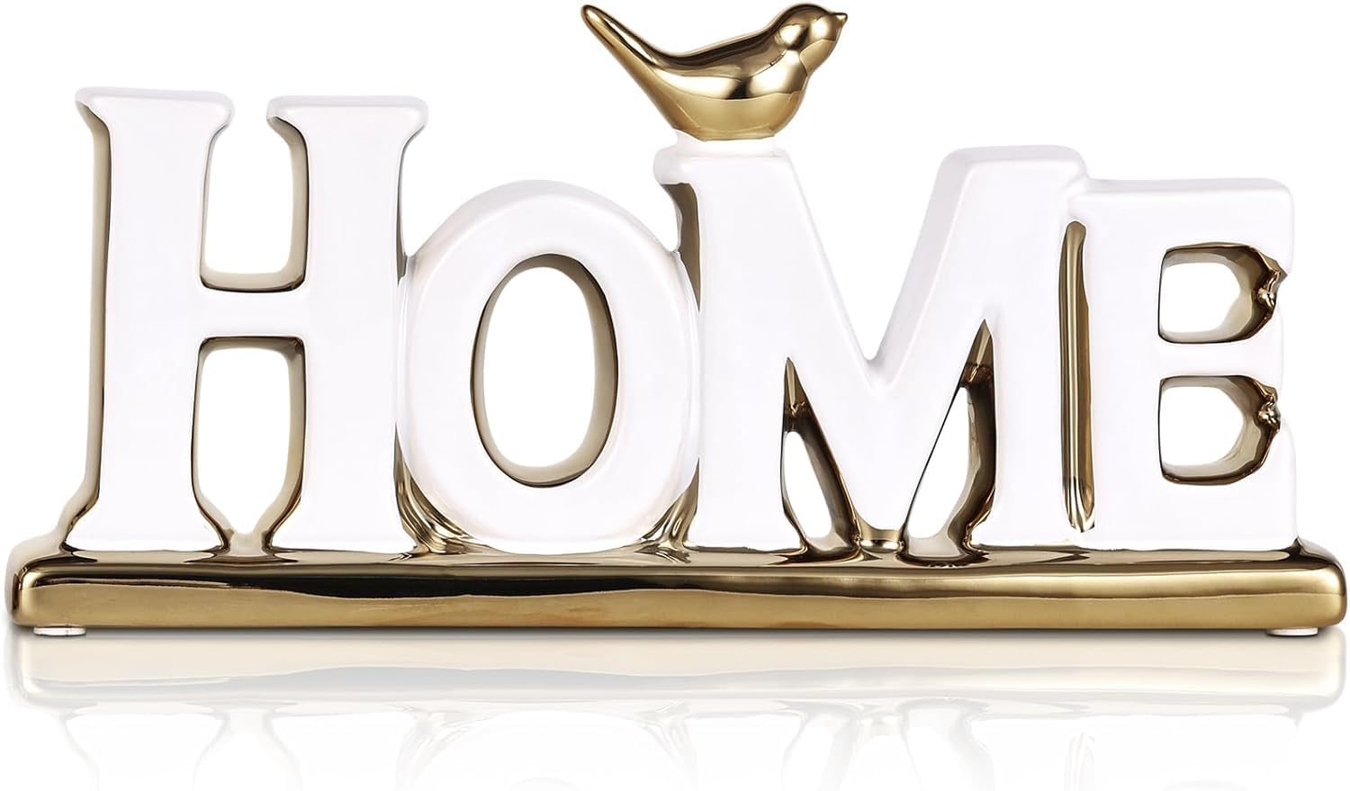 Eachave White and Gold Home Signs for Home Decor Statue Home Sign Decoration, Gold Bird Sculpture