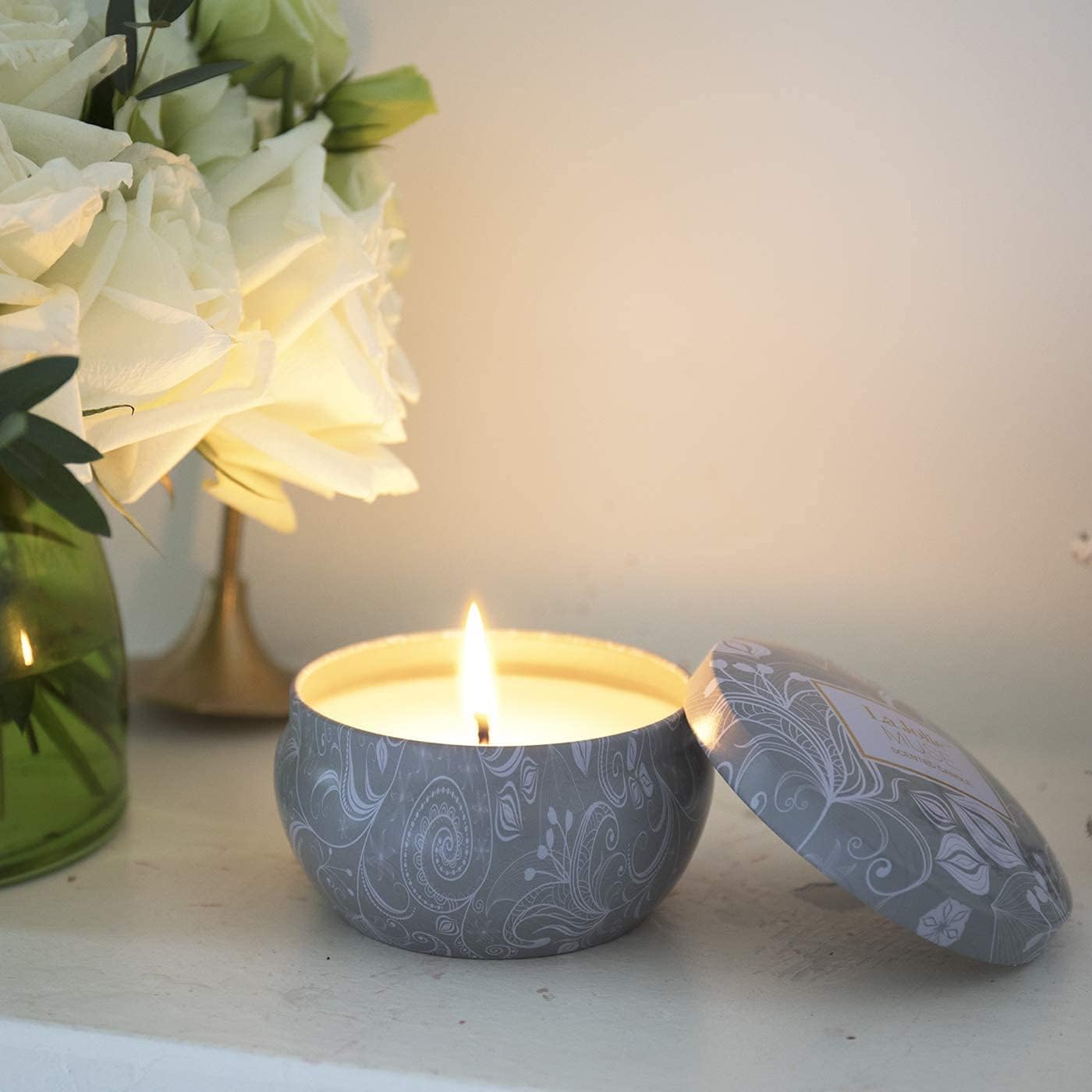 LA JOLIE MUSE Scented Candles Gift Set 2, Vanilla Coconut Candle, Blue Lotus Candle, Aromatherapy Candles, Stress Relief Candles for Bath Spa, Candle Gift for Women