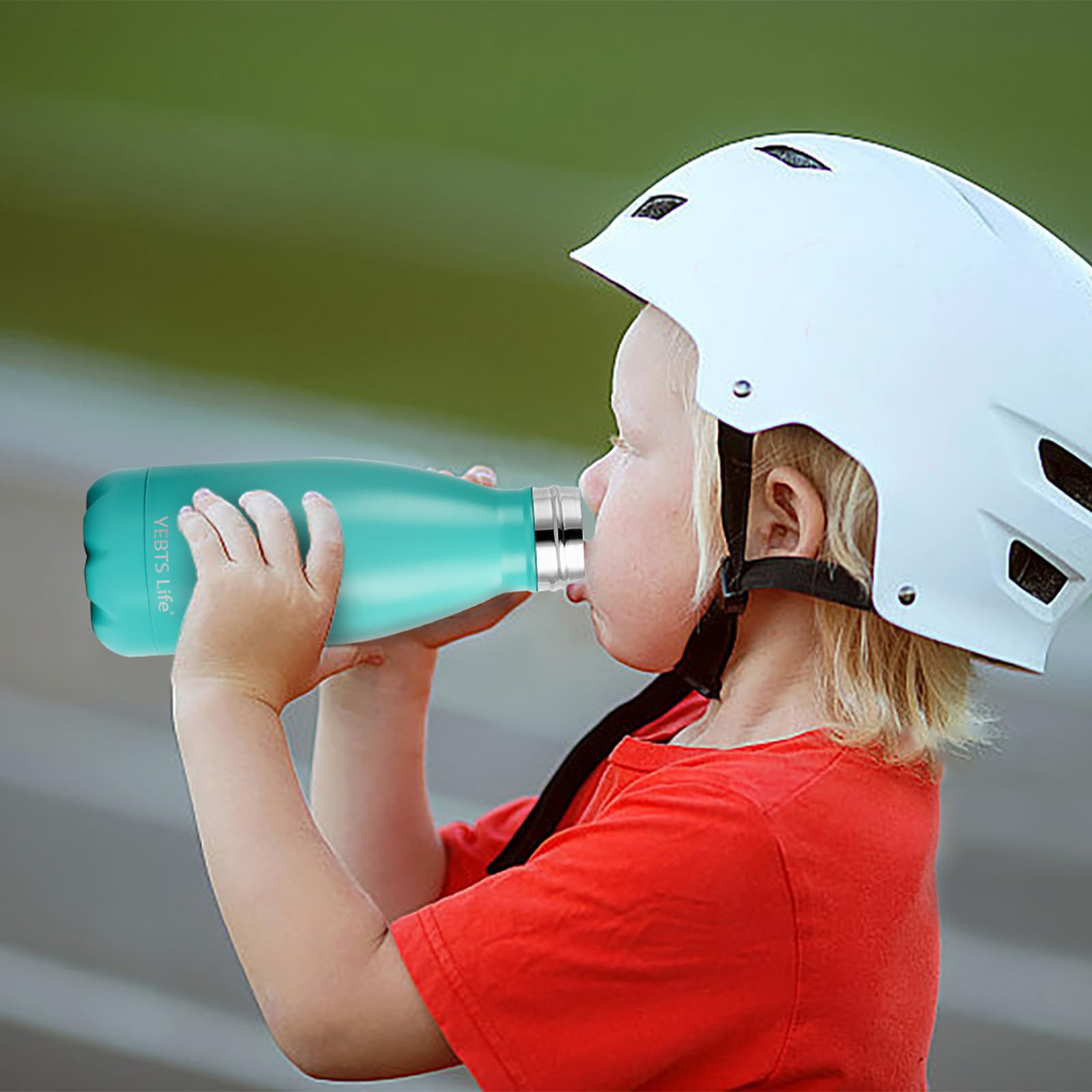 Botella de agua aislada, paquete de 2 botellas de agua de acero inoxidable de 9 onzas con tapa de popote, termo deportivo de metal para niños, niñas, termo de doble pared al vacío sin BPA para la