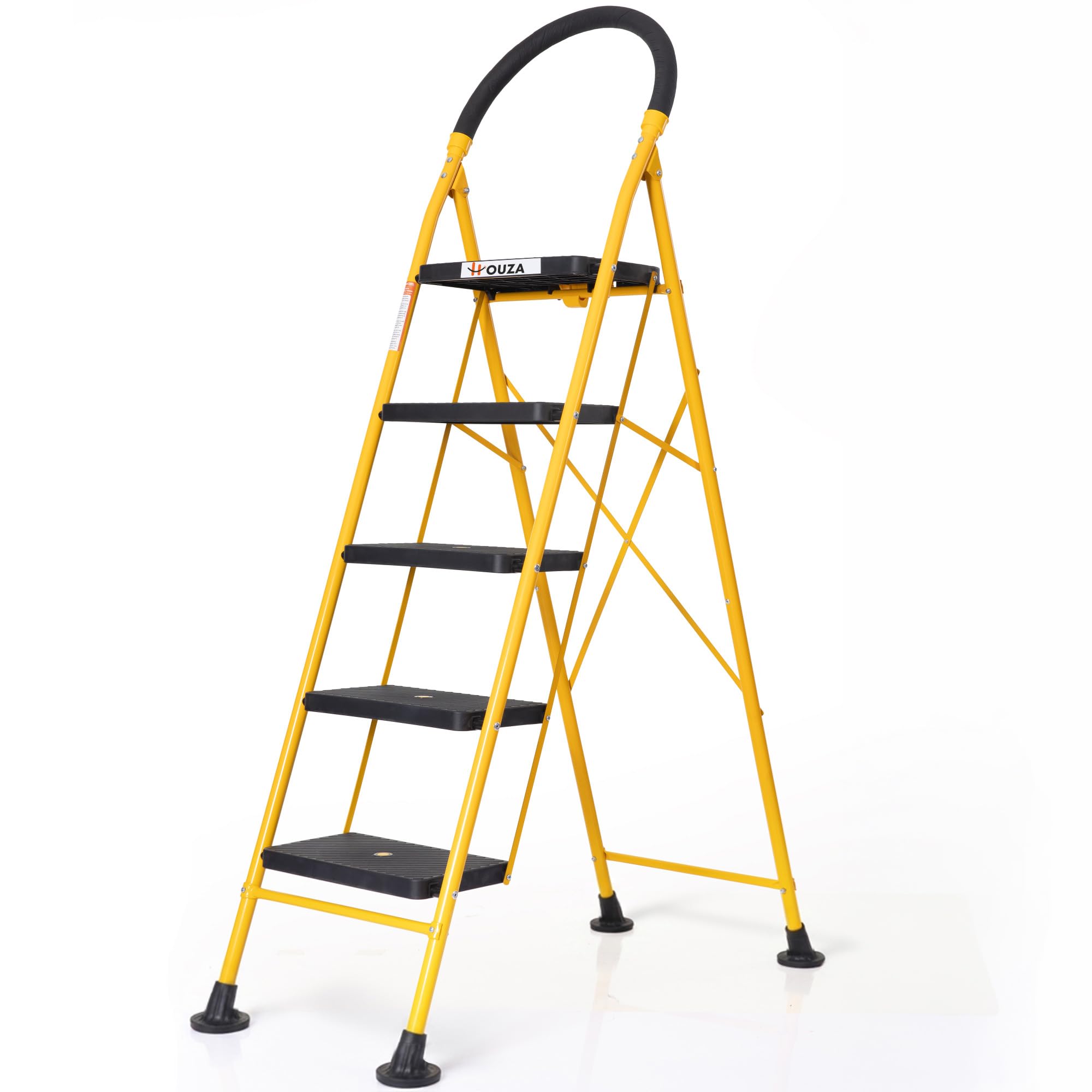 HOUZA Steel Ladder for Home 7 Steps Foldable with Anti-Skid Wide Steps (30cm x 20cm) | 7 Step Ladder for Home Use with D-Shape Rods | Secure Lock | 150 Kg Capacity Folding Ladder | 5 Year Warranty — Amazon image 11