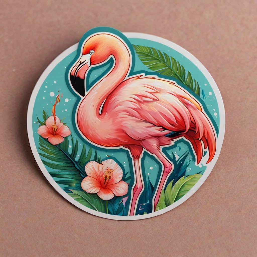Cute Flamingo Stickers 2in. Flamingo Vinyl Decals for Laptops Water Bottle Helmet Gifts Waterproof Aesthetic Sticker for Kids Boys Girls Teens (
