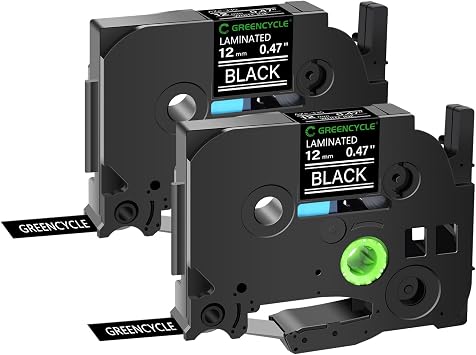 GREENCYCLE Compatible for Brother TZe-335 Black Label Maker Tape 12mm