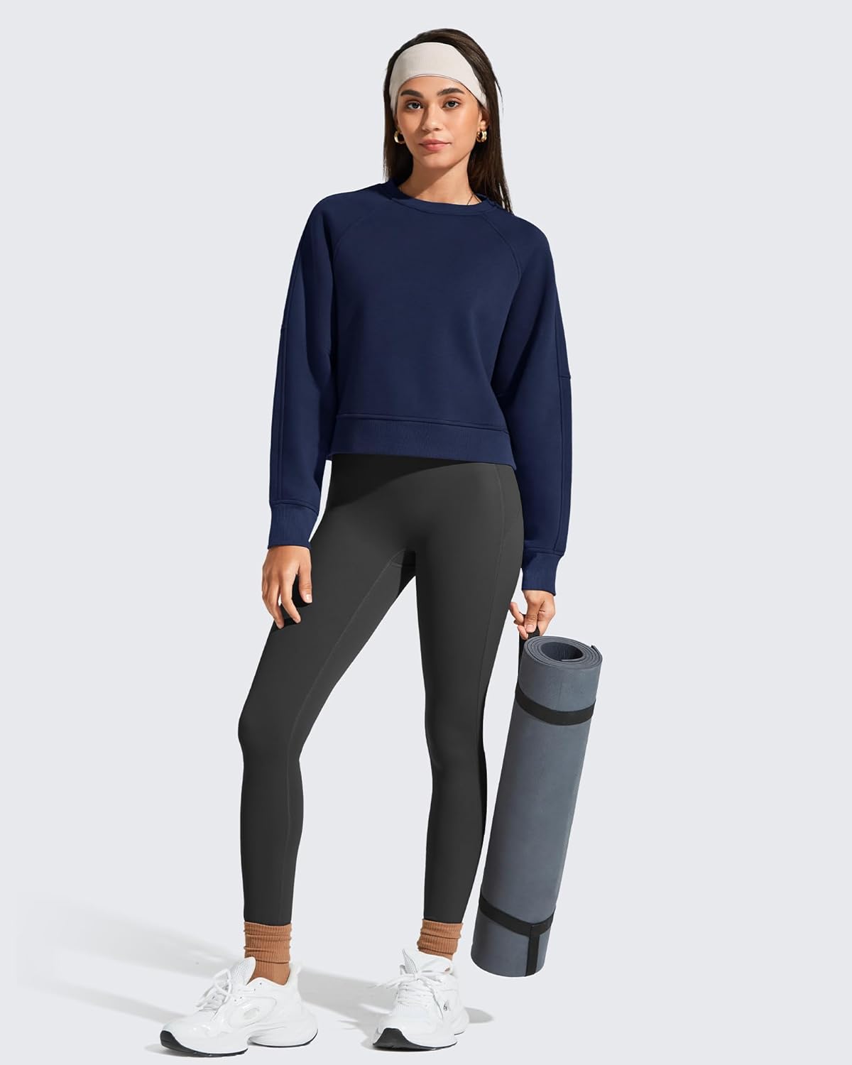 G4Free Flurrylux Women's Cropped Crewneck Sweatshirts Fleece Lined Loose Fit Pullover Fall Clothes Casual Tops - Image 8