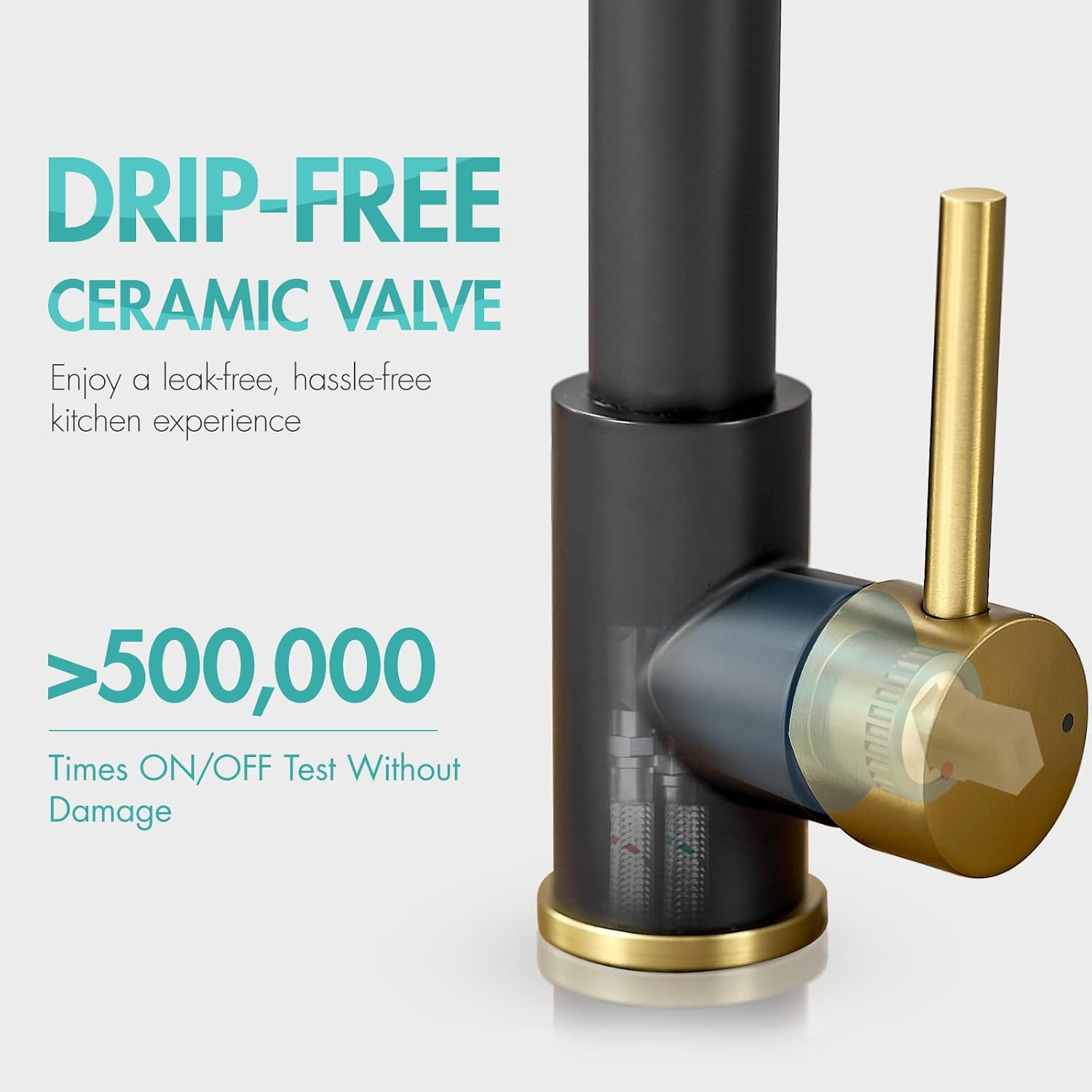 AIMADI Kitchen Faucet,Black and Gold Kitchen Faucet with Sprayer,Commercial Style Matte Black Single Handle Single Hole Kitchen Sink Faucet - Image 4