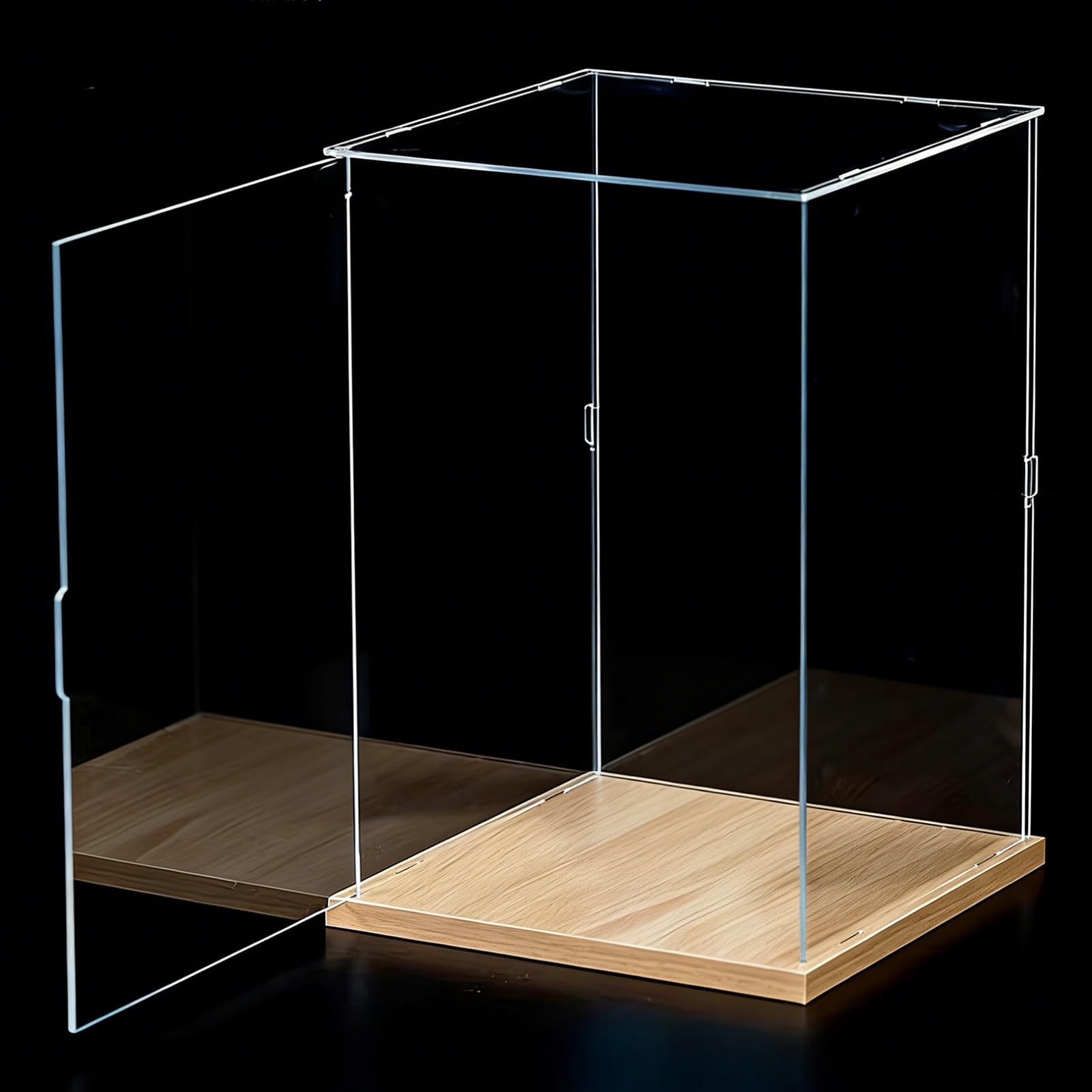 Cajas de Metacrilato Vitrina de Acrílico Transparente Sobremesa con Puerta, Plástico a Prueba Polvo para Figuras Acción / Objetos Colección(Light Wood,30x30x60cm)