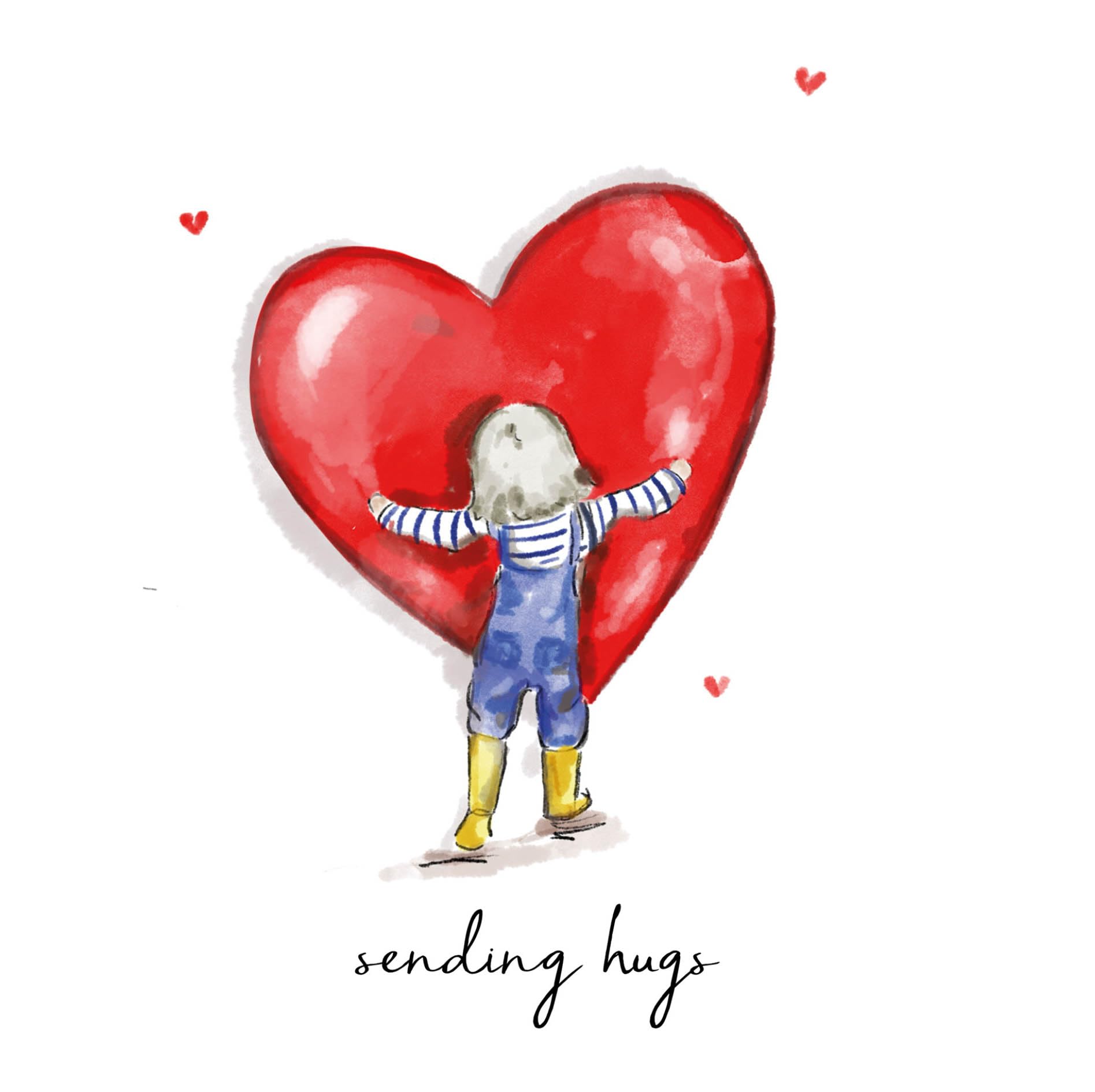 Lucy Claire Illustrations Sympathy Card, Sending Hugs, Cute Illustrated Design, With Sympathy