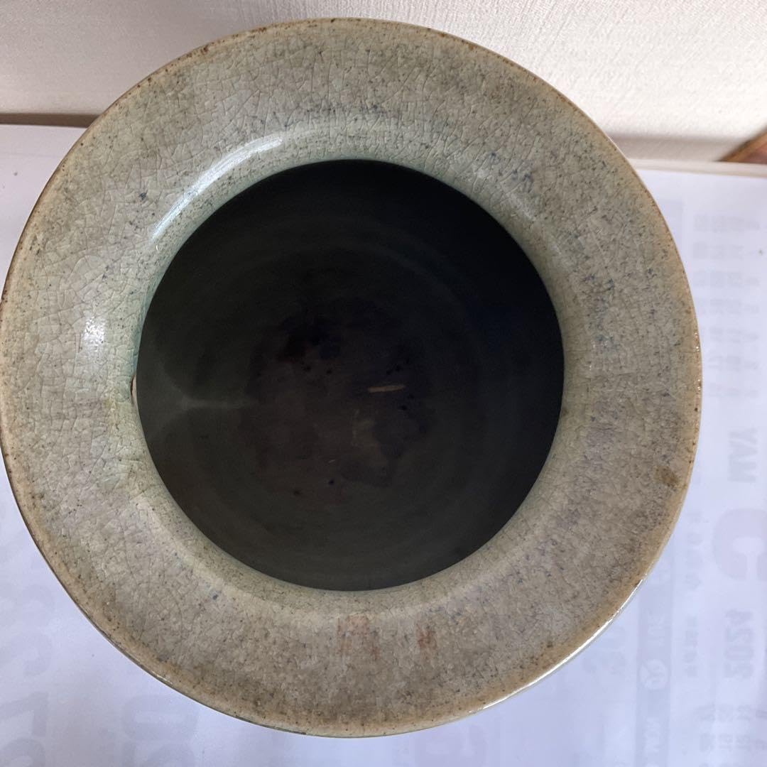 花文広口花瓶　窯不明(瀬戸か美濃、沖縄か？) 名品 Amazon.co.jp: 花文広口花瓶 窯不明(瀬戸か美濃、沖縄か？) 名品