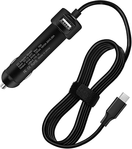 Adaptador de viaje USB-C DC de 65 W, cargador de coche compatible con Dell Latitude 5550 5450 5350 9450 7650 7640 7450 7350 Inspiron 14 7440 7445