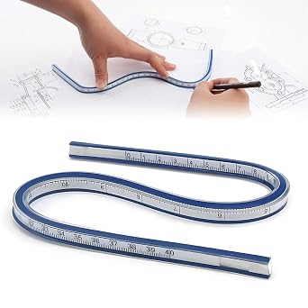 Freehand Curved Ruler 40cm Snake-shaped Multi-function Bending Ruler Flexible Ruler Double-sided Ruler cm/Inch Non-bound Ruler for Measurement, Drawing, Sewing, Architectural Crafts, Drafting