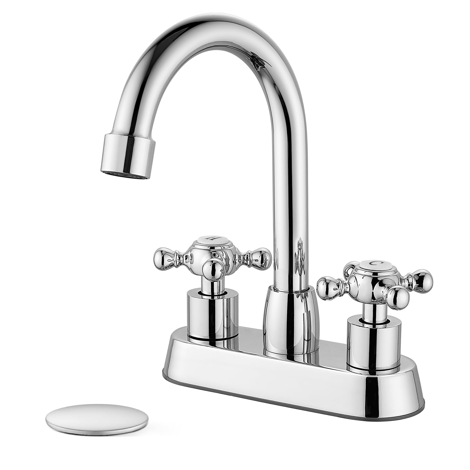 Tall Vessel Bathroom Sink Faucet Vintage Single Hole Lavatory V