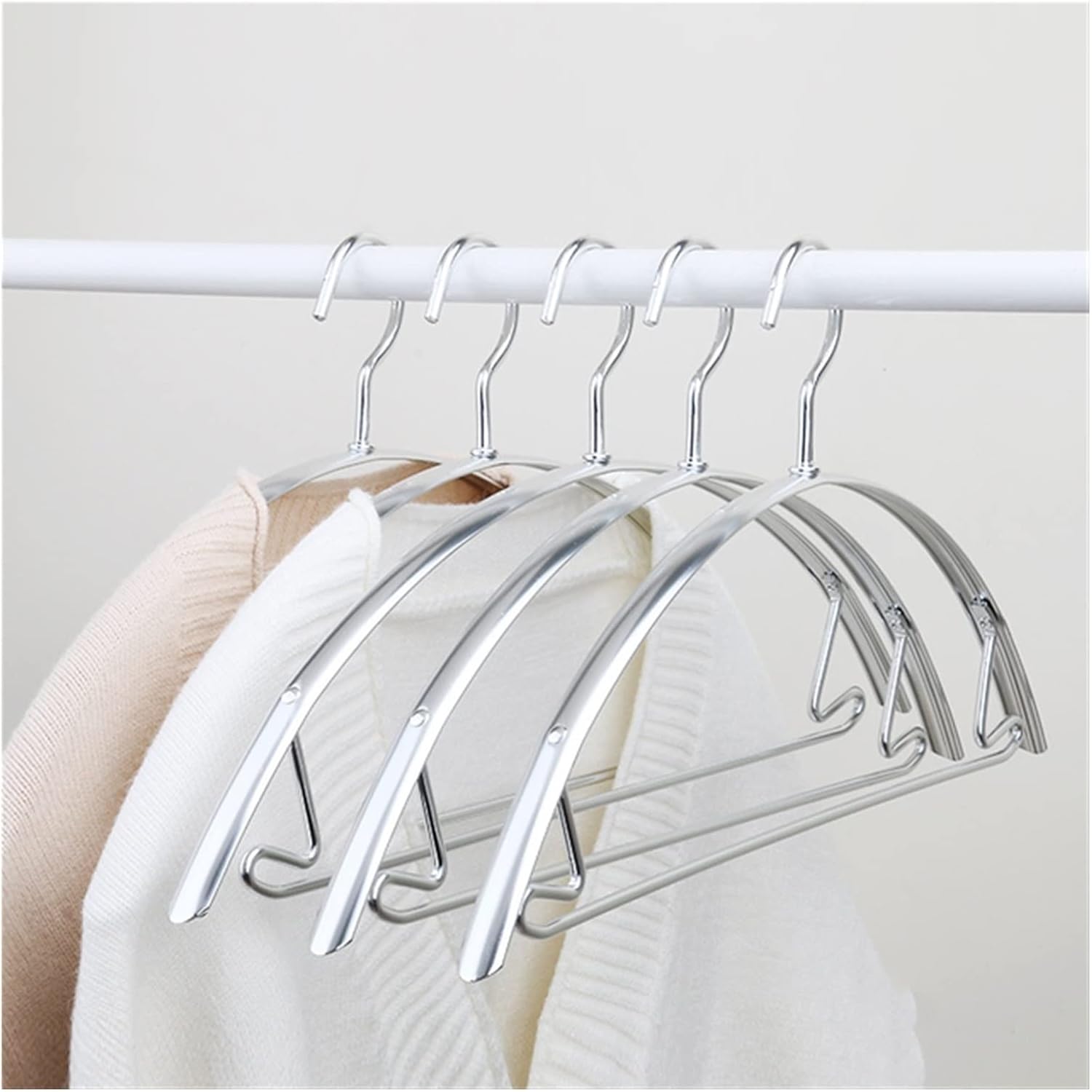 Coat Hanger 10pcs/Set Anti Slip Seamless Aluminum Alloy Clothing Drying Rack Wardrobe Storage Hanging Rack Coat Pants Hangers Clothes Hanger (1.5cm Width|5pcs Sliver 1.5cm Width|5pcs Sliver)