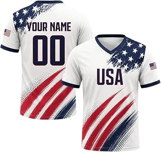 Custom USA Soccer Jersey with Name and Number, Personalized American Football Fan Shirt Game Day Apparel