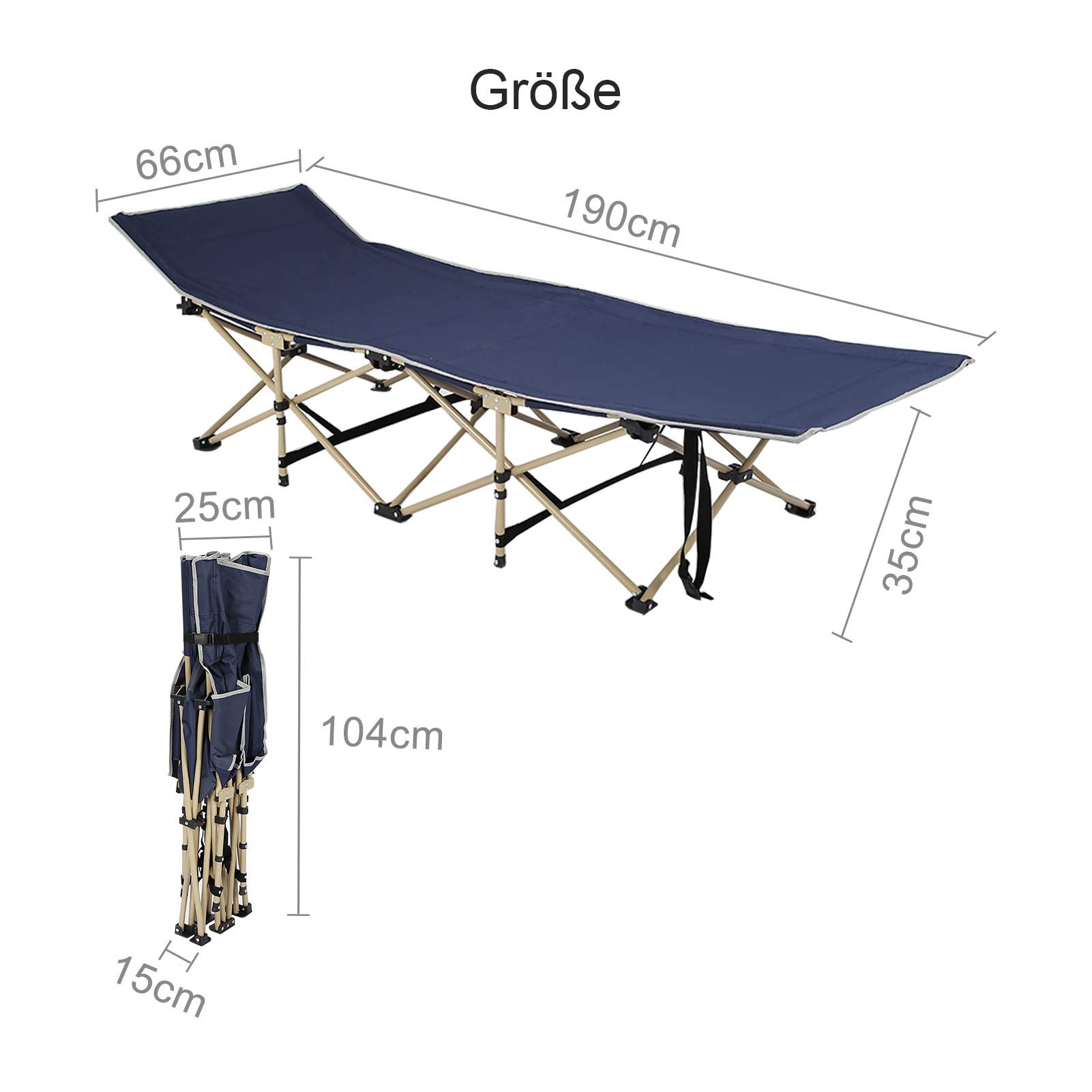 Trintion Campingbett Feldbett Klappbar XL Faltbar Campingliege Klappbett Gästebett für Camping Garten Strand Reisen Outdoor Indoor 250kg Belastbar