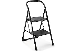Folding Steel Two Step Ladder for Home, Kitchen, and Office