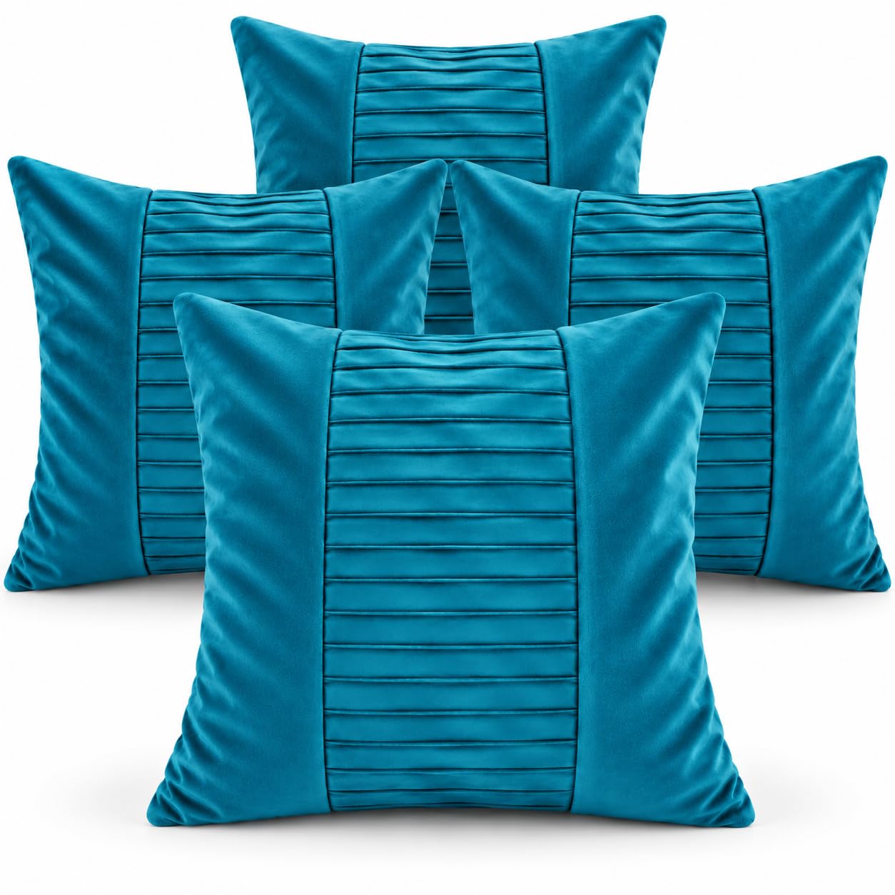 Pleated Velvet Cushion 45cm – Centre Detail for Sofa & Bed – Ocean Teal