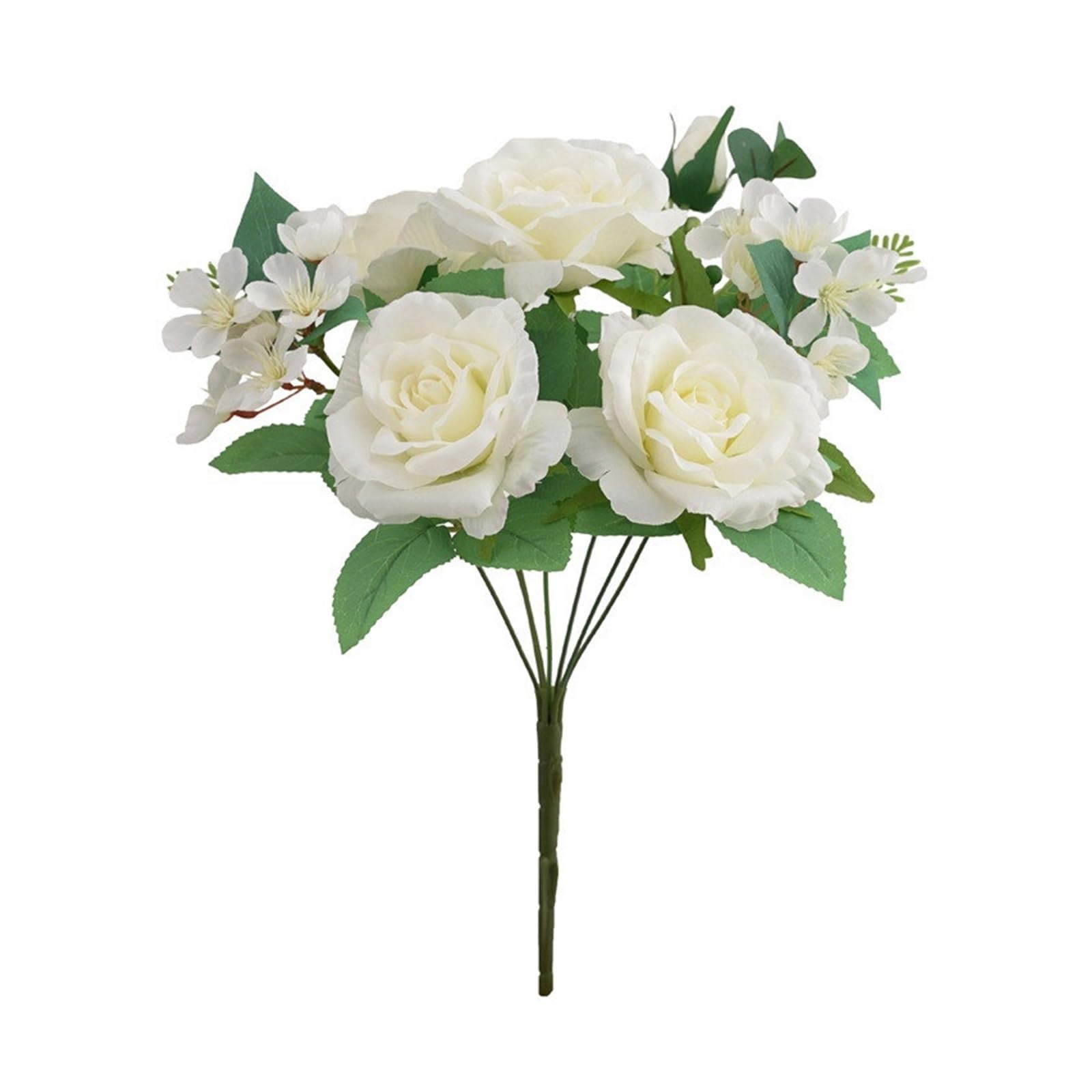Fleurs artificielles dans un vase bouquet de roses blanches en soie et cerisier pour maison