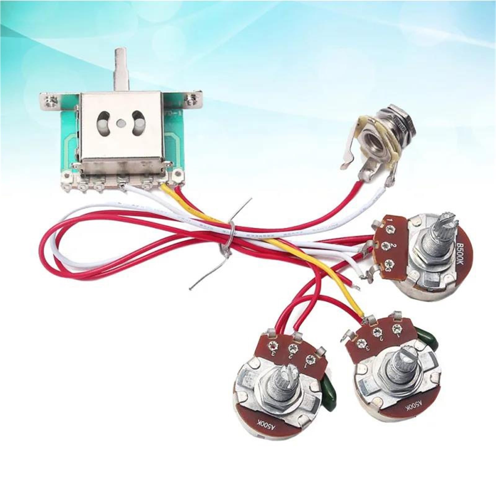 Arnés Cableado Guitarra Profesional Potenciómetro de 500k con arnés de cables para guitarra interruptor de palanca de 5 vías 1 volumen 2 tonos conector para potenciómetro