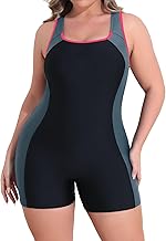 Charmo Plus Size One Piece Swimsuit for Women Racerback Swimming Costume Modest Swimwear