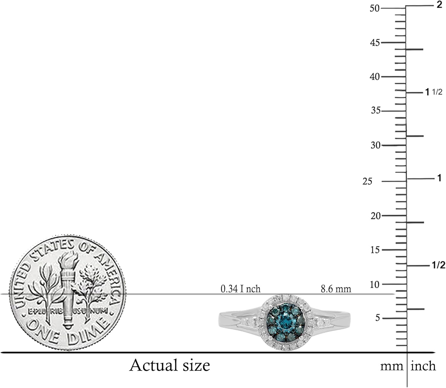 Dazzlingrock Collection 0.30 Ctw Round Blue & White Natural Diamond Halo Style Cluster Engagement Ring for Women in 925 Sterling Silver