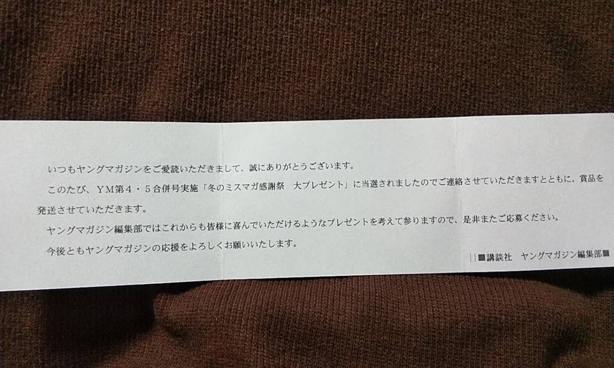 Amazon.co.jp: ヤングマガジン 2023年No.4、5合併号 抽プレ 当選品 