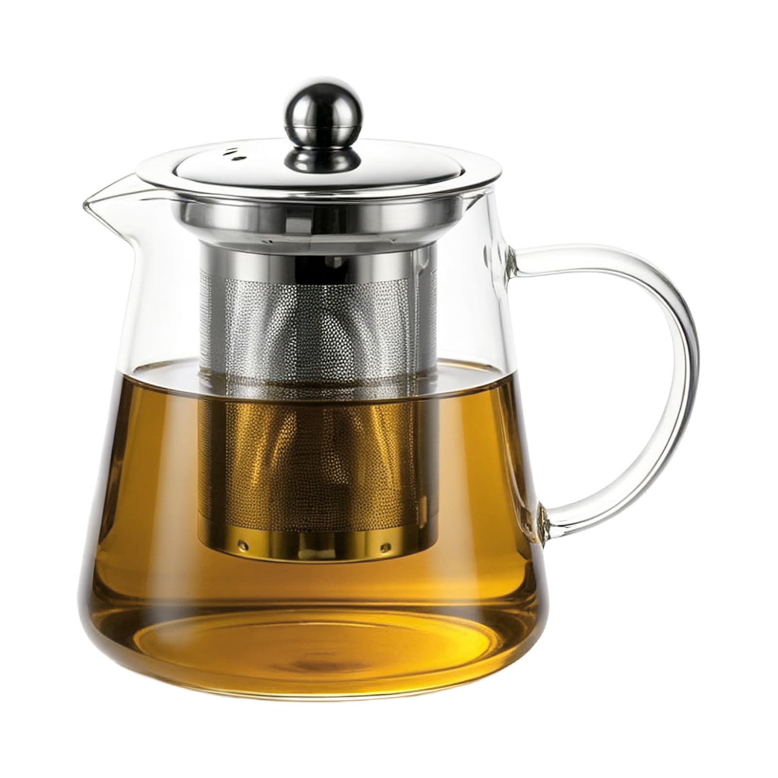 LEWKOO Glass Teapot with Infuser 450ml Borosilicate Glass Open Fire Safe Small Tea Pot with Stainless Still Strainer for Loose Leaf Fruit Tea Brewer