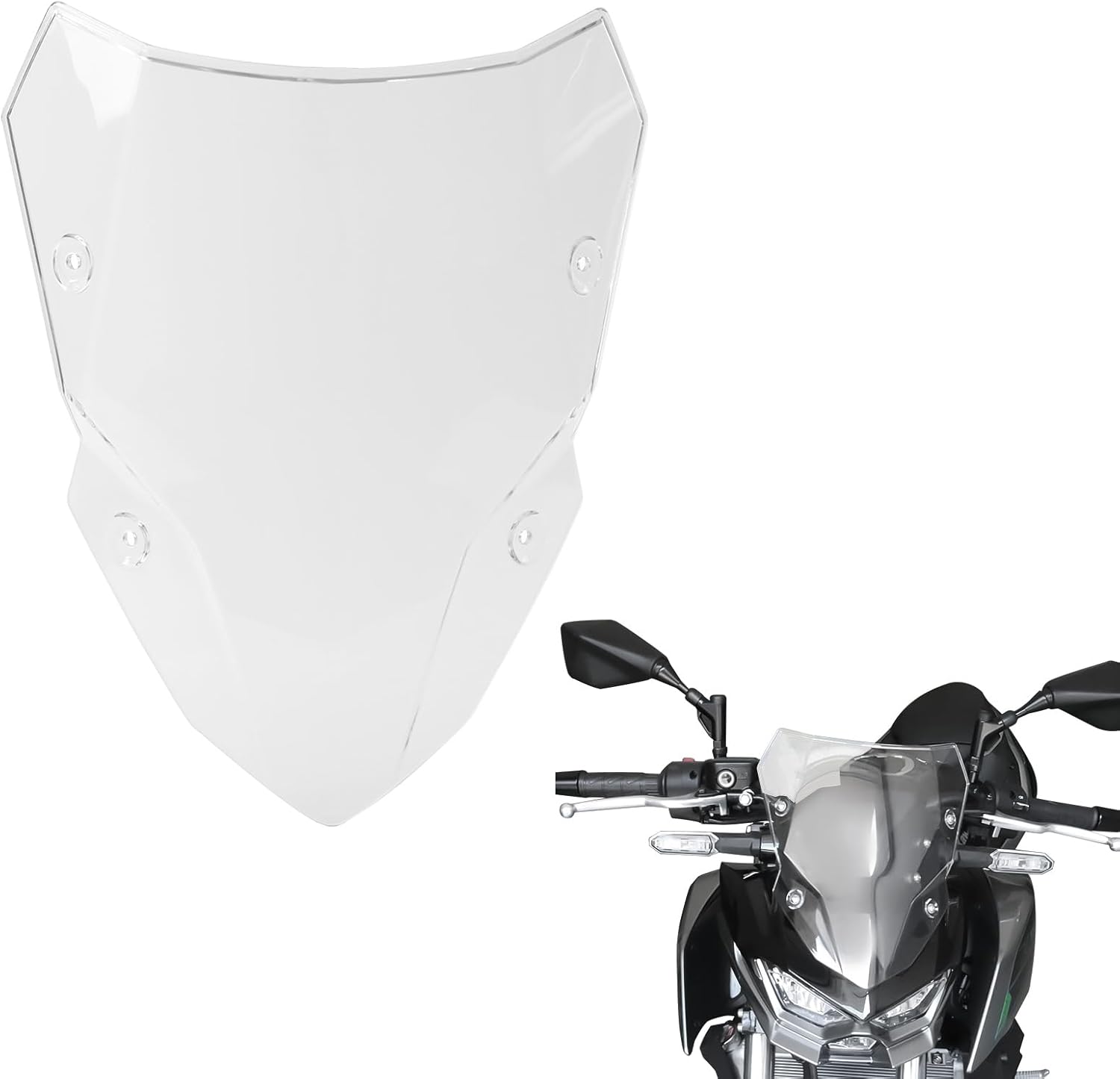 Windshield for kawasaki Z500 2024 2025, Clear Front Windscreen Wind Shield Air Deflector for Kawasaki Z500 SE ABS 2024 2025 Accessories