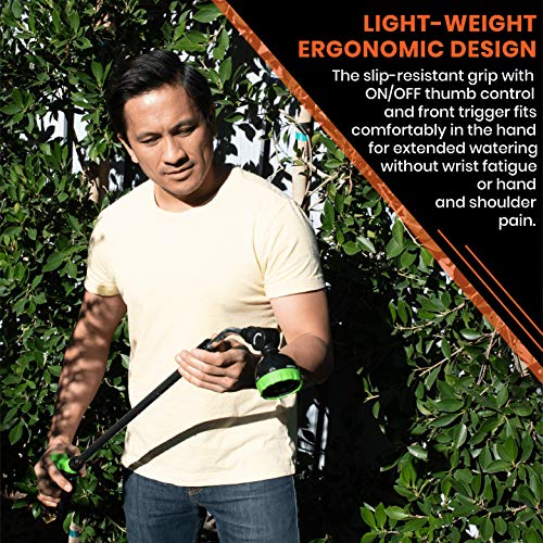 Flexi Hose Green Water Wand With Pivoting Head - A Heavy-Duty Front Trigger Telescoping Watering Wand - 7 Spray Patterns - On/Off Thumb Control - Water Plants, Wash Cars, And Shower Pets #TOP4