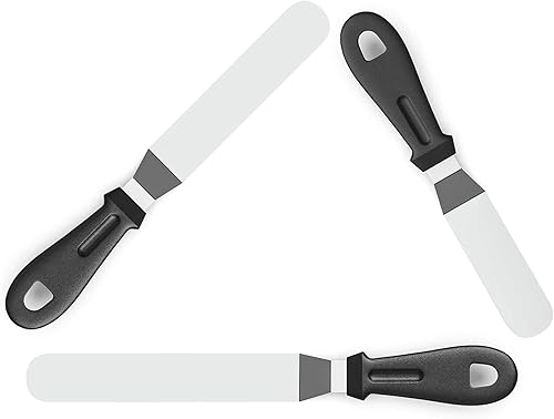 Miniatura 3 de Paquete de 3 espátulas offset (hoja de 6, 8 y 10 pulgadas) aptas para lavavajillas, acero inoxidable y mango de plástico PP, espátula de glaseado en