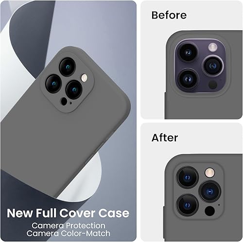Miniatura 3 de FireNova Funda para iPhone 14 Pro, funda de silicona mejorada [protección de cámara] con [2 protectores de pantalla], forro interior de microfibra