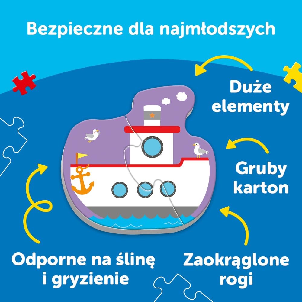 Trefl Pojazdy - Transport Puzzle 4 w 1 Baby Classic z Grubego Kartonu dla Dzieci od 1 roku życia