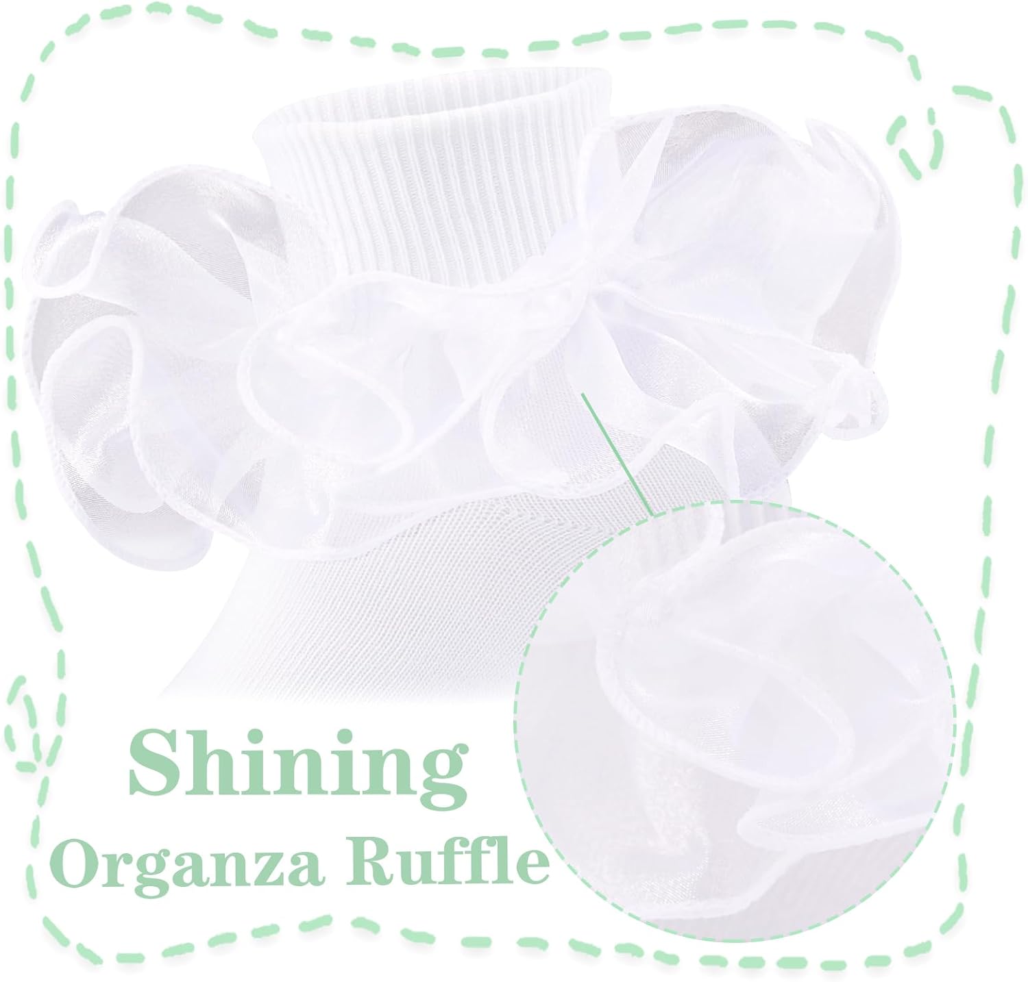 Mini angel Girls Ruffle Socks Double Lace Frilly Dress Socks Kids Turn Cuff Socks for Toddler Little Girls 2/3 Pack - Image 5
