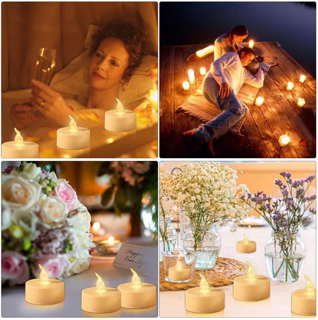 Hanzim LED Tea Lights Candles- 100PACK Warm White Flameless Candles Realistic and Bright Flickering Long Lasting 200Hours for Holiday Celebration,Party,Home Decoration Warm Yellow,Battery Operated - Image 4