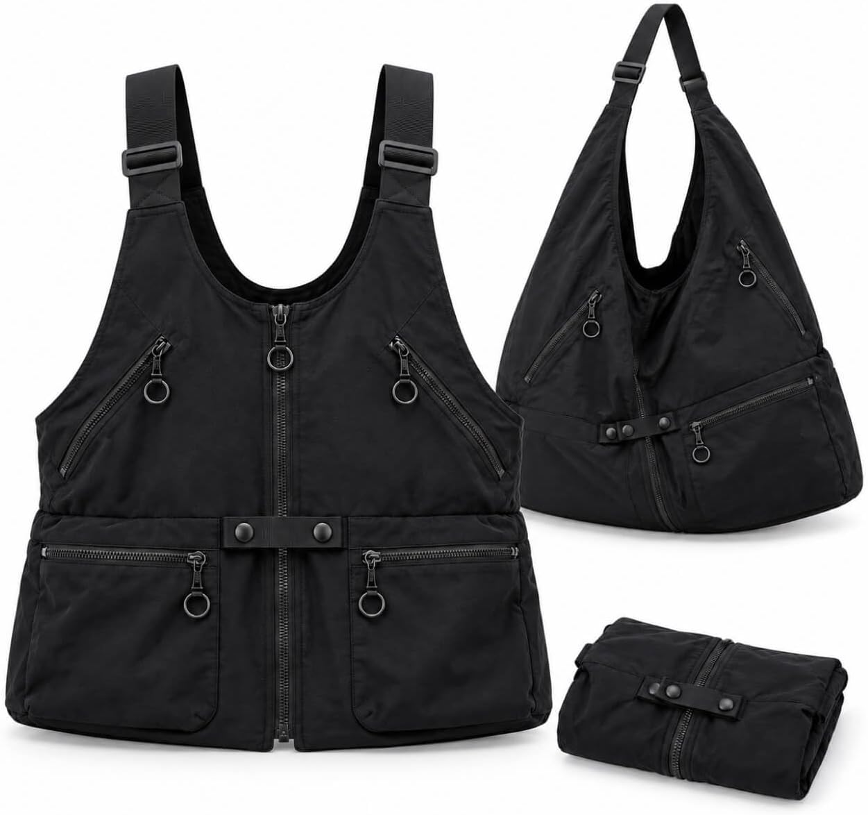 2-in-1 Vest Backpack, Convertible Utility Vest Bag with Multiple Pockets for Travel, Hiking, Fishing & Photography