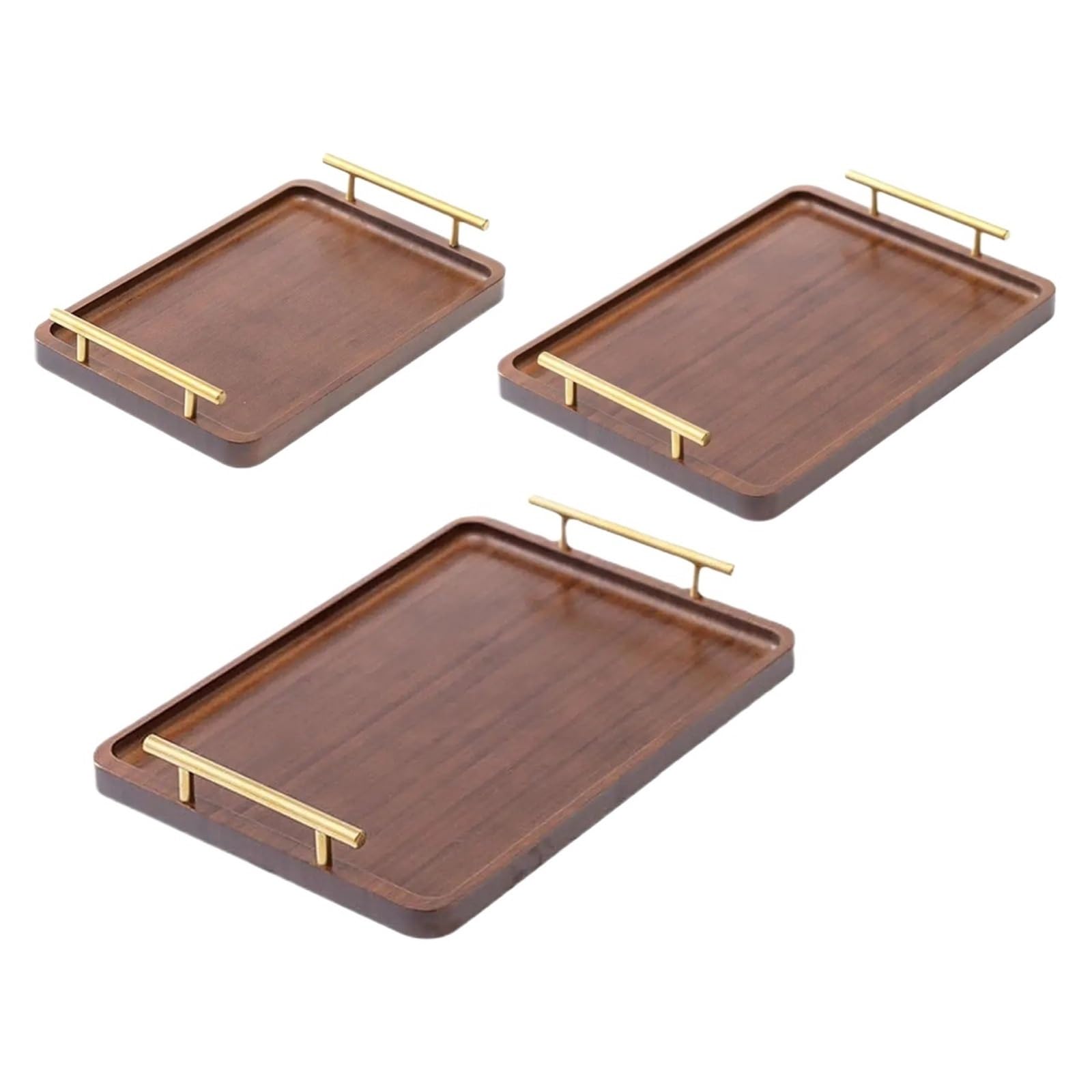 Bandeja de madera para servir aperitivos con asas de metal, mesa de centro decorativa para decoración de cocina (20 x 30 cm)