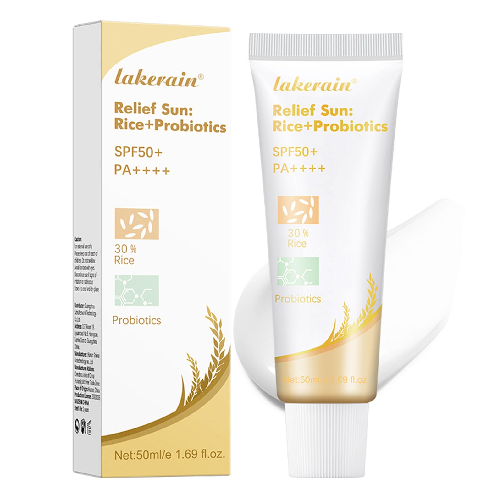 Rice Probiotics Sunscreen, Relief Sun Rice UV Defense SPF50 PA++++, Moisturizing Face and Body Protection for All Skin Types