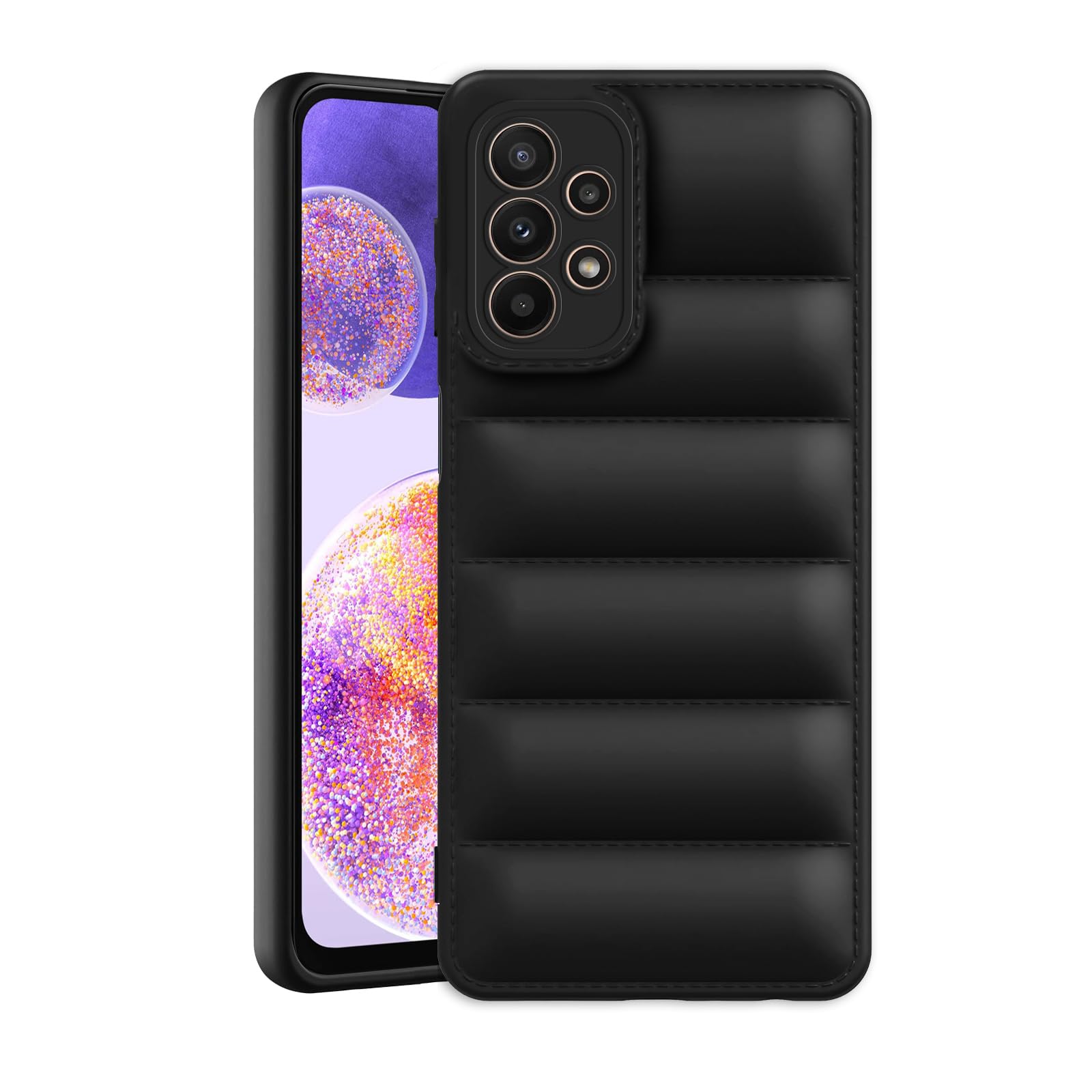 Plus Puffer Case Camera Protection Soft Back Cover for Samsung Galaxy A23 4G | Samsung Galaxy A23 5G - Black (B0CPPBF484) Amazon Price History, Amazon Price Tracker