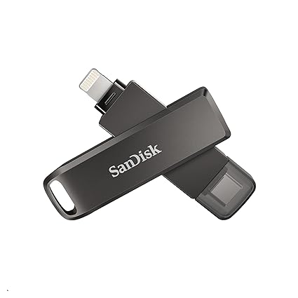 SanDisk 128GB iXpand Flash Drive Luxe for iPhone, Type-C Android Phone & Other Devices (SDIX70N-128G-GN6NE)