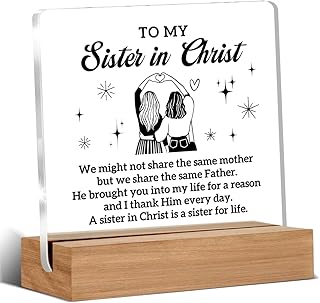 Christian Sister Gifts for Women, Sister in Christ Gifts for Friends Besties, Secret Sisters Gift, Sisters in Christ Home Decorative Signs Plaque for Desk