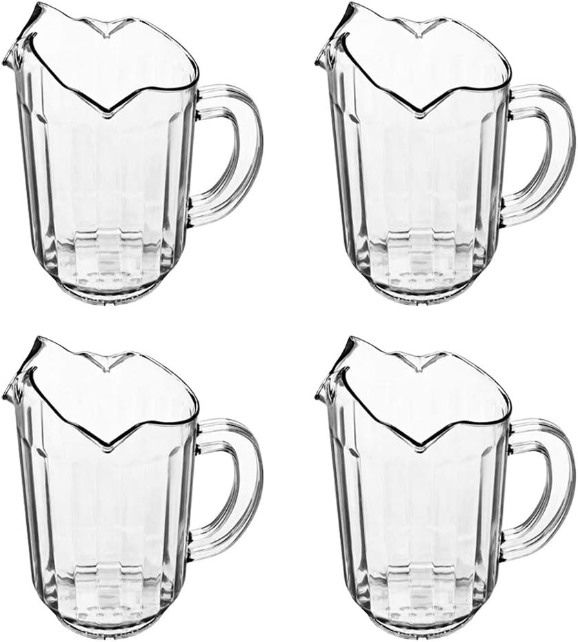 (Set of 4) 1 Quart Plastic Water Pitcher, 32 oz Clear