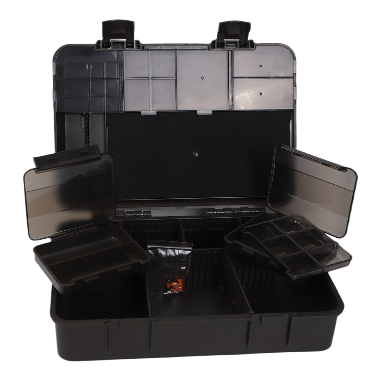 Sistema de caja de almacenamiento de pesca de carpa, kit de caja de aparejos 2+1 con para escala premarcada, múltiples compartimentos y deflectores para accesorios de aparejo