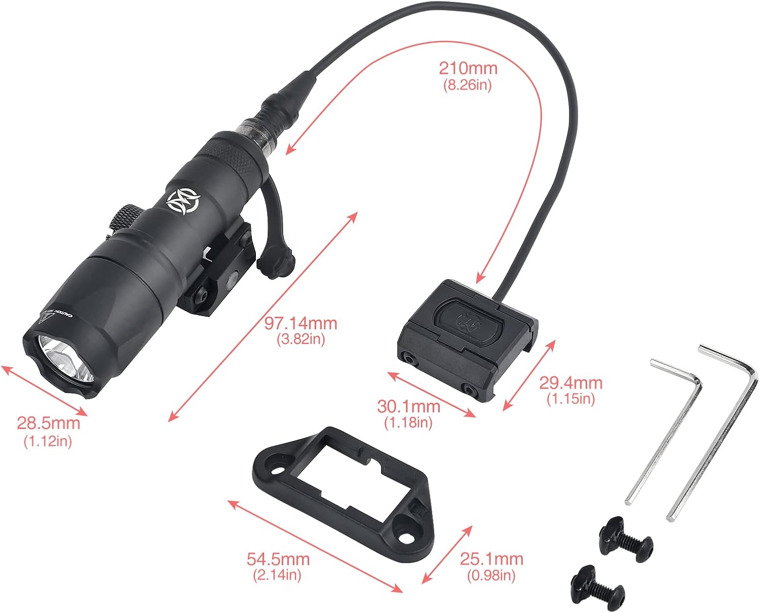NOBUHIRO M300A 500 Lumens Flashlight, with Modular Modbutton Remote Pressure Switch for Picatinny with Conversion Mount kit