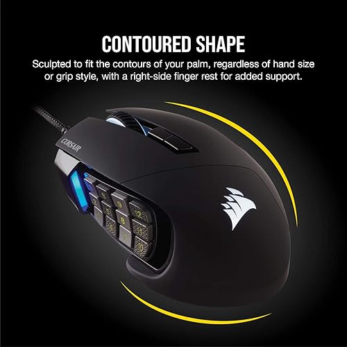 Miniatura 5 de Corsair Scimitar RGB Elite Mouse para juegos MOBA/MMO con cable - 18,000 DPI - 17 botones programables - Compatible con iCUE - PC, Mac, PS5, PS4,