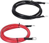 AABIGAIL 4 AWG 6FT Pure Copper Battery Inverter Cables with 3/8" Lugs - Red Black Set for Solar RV Marine Automotive