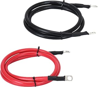 AABIGAIL 4 AWG 6FT Pure Copper Battery Inverter Cables with 3/8" Lugs - Red Black Set for Solar RV Marine Automotive