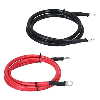 4 AWG Battery Cable 4FT 4 Gauge Pure Copper Battery Inverter Cables with 3/8 in Lugs Both Ends Power Inverter Wire Set for Automotive Solar Power Inverter Marine Boat RV Car Motorcycle 4 FT