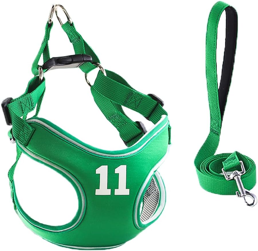 Reflective Dog Harness Breathable Adjustable Pet Harness with Handle for Outdoor Walking,Easy Control for Small,Medium Breeds (Green,L)