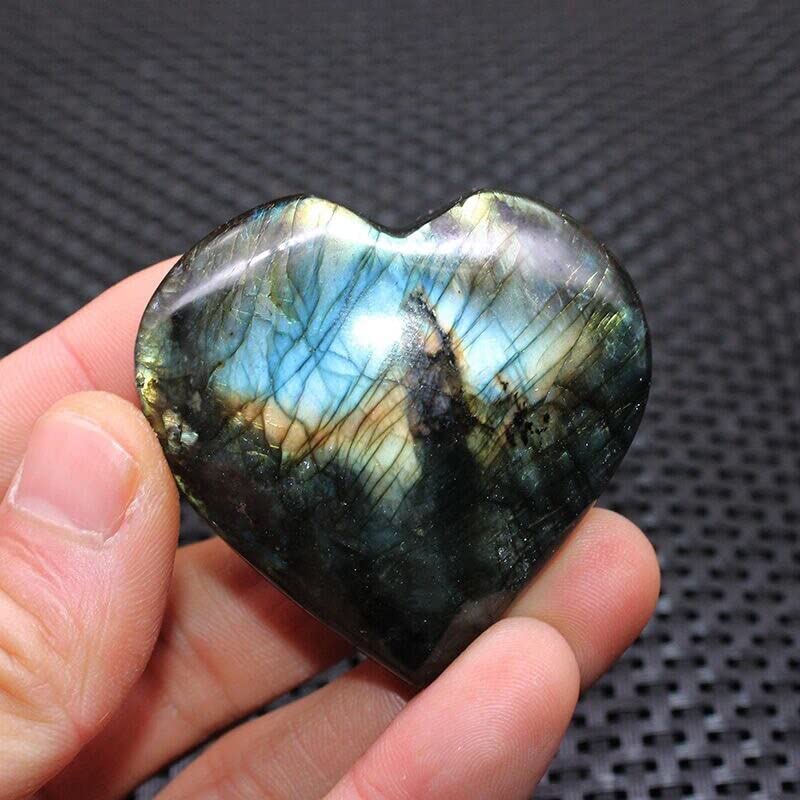 Cristaux de labradorite et quartz rose naturel en cœur pour feng shui et maison