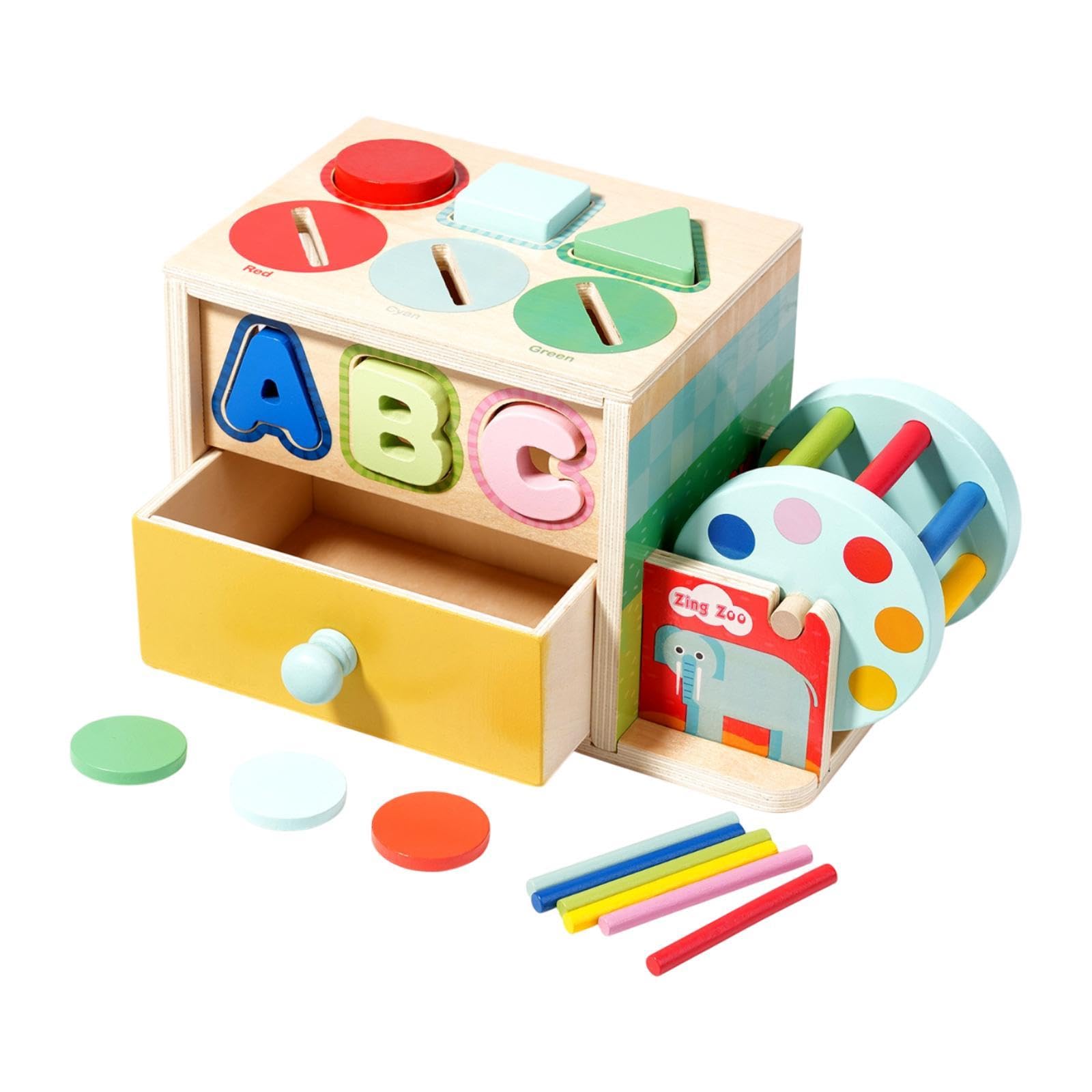 Cubo attività in Legno, Gioco di Smistamento di Forme Multiple, sul Tatto per Lo Sviluppo della Coordinazione Motoria E Sensoriale, Style B